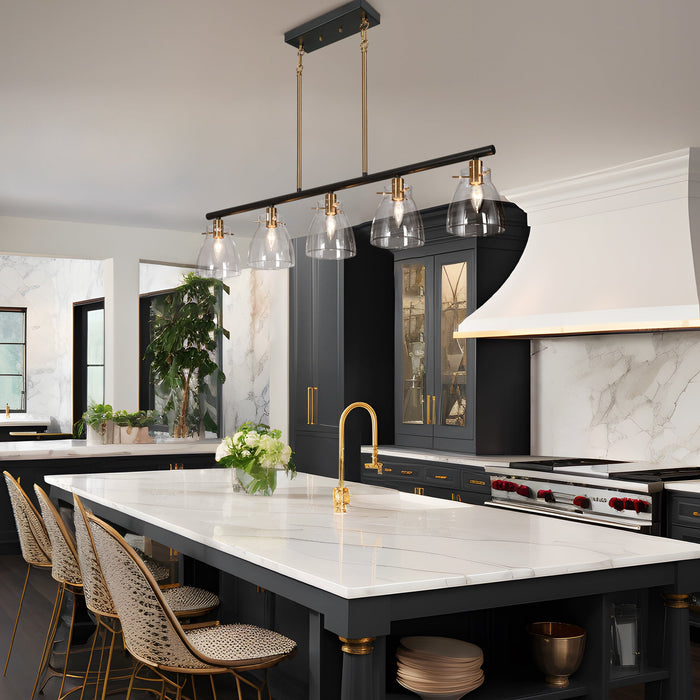Aviana 5-Light Black and Brass Island Lights