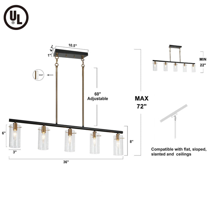 Crasina 5-Light Black and Brass Island Lights