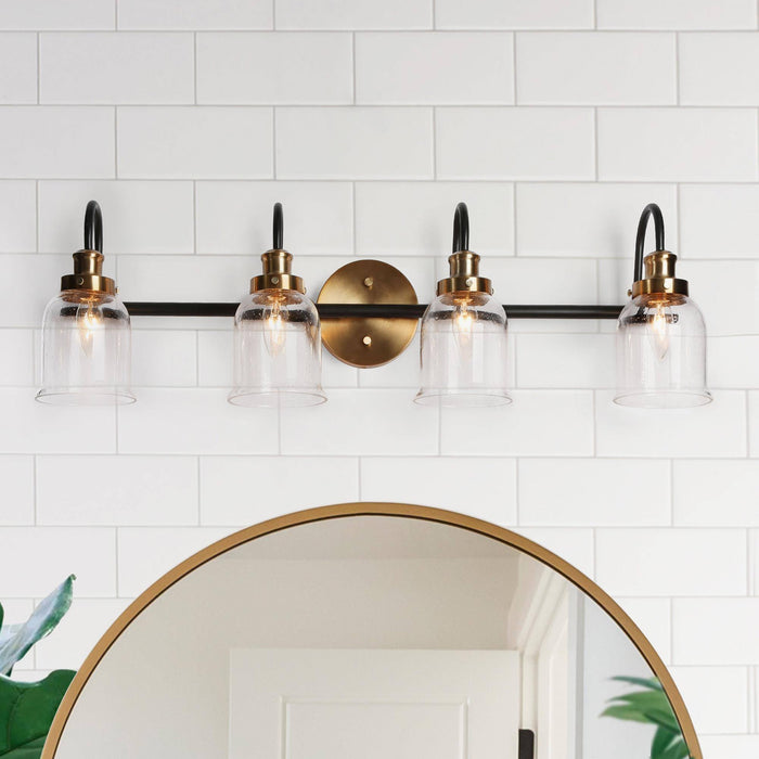Thelio 4-Light Black and Brass Bathroom Vanity Lights