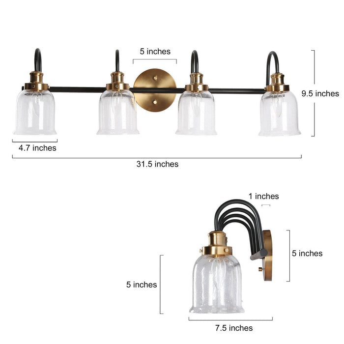 Thelio 4-Light Black and Brass Bathroom Vanity Lights