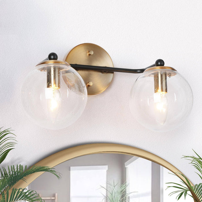 Vellic 2-Light Black and Brass Bathroom Vanity Lights