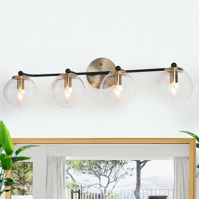 Vellic 4-Light Black and Brass Bathroom Vanity Lights