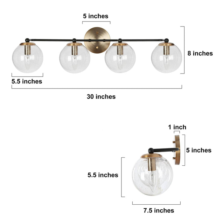 Vellic 4-Light Black and Brass Bathroom Vanity Lights
