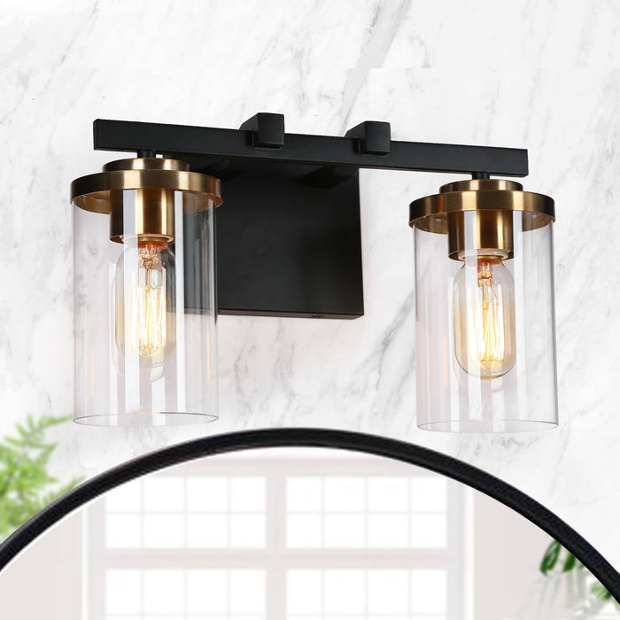Mystil 2-Light Black and Brass Bathroom Vanity Lights