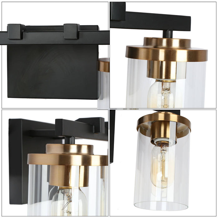 Mystil 2-Light Black and Brass Bathroom Vanity Lights