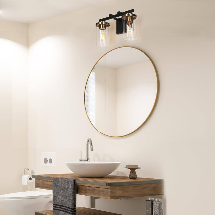Mystil 2-Light Black and Brass Bathroom Vanity Lights