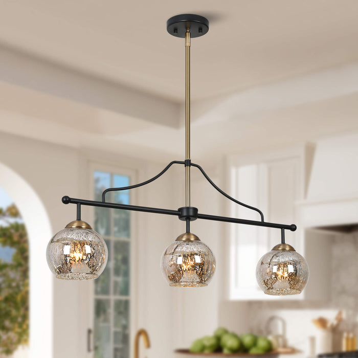 Deuday 3-Light Black And Brass Island Light