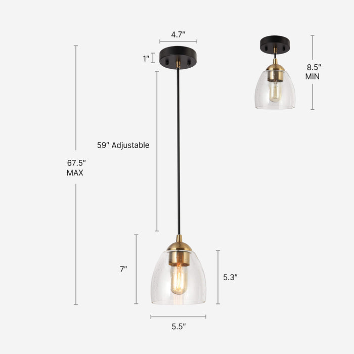 Kerwin 1-Light Black and Brass Pendant Light