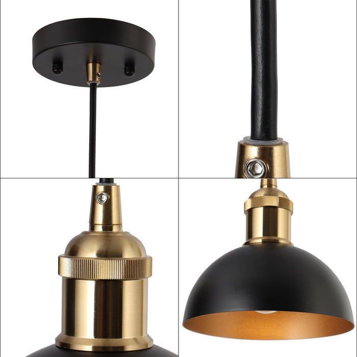 Nephru 1-Light Black and Brass Pendant Lights
