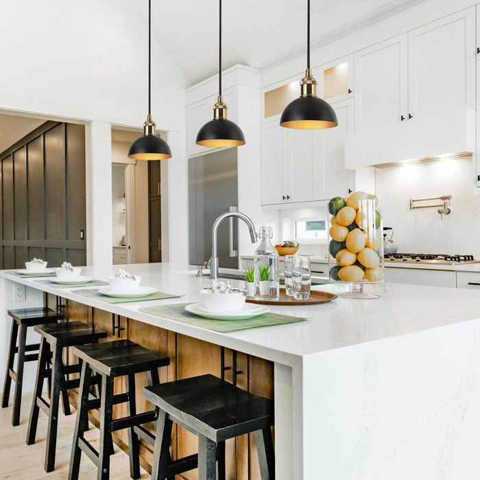 Nephru 1-Light Black and Brass Pendant Lights