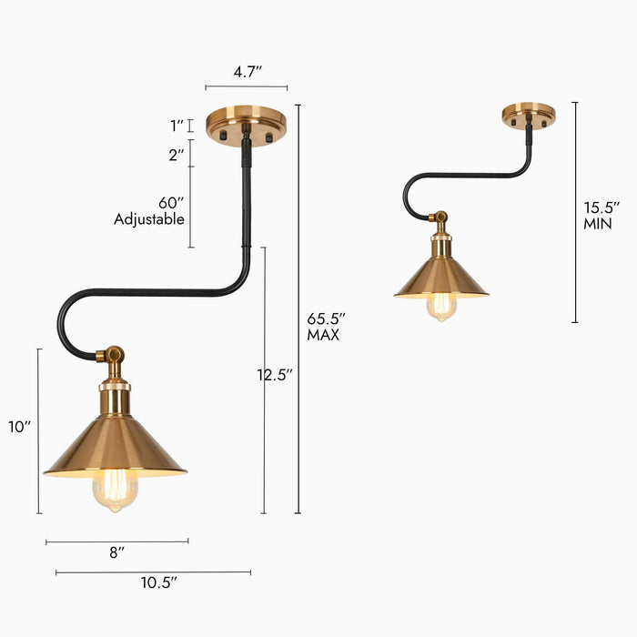 Aventia 1-Light Black and Brass Pendant Light