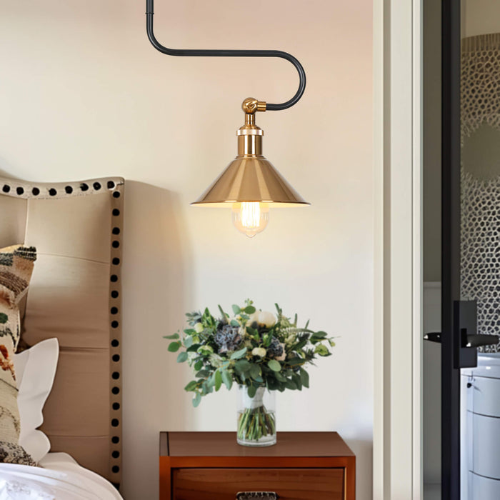 Aventia 1-Light Black and Brass Pendant Light