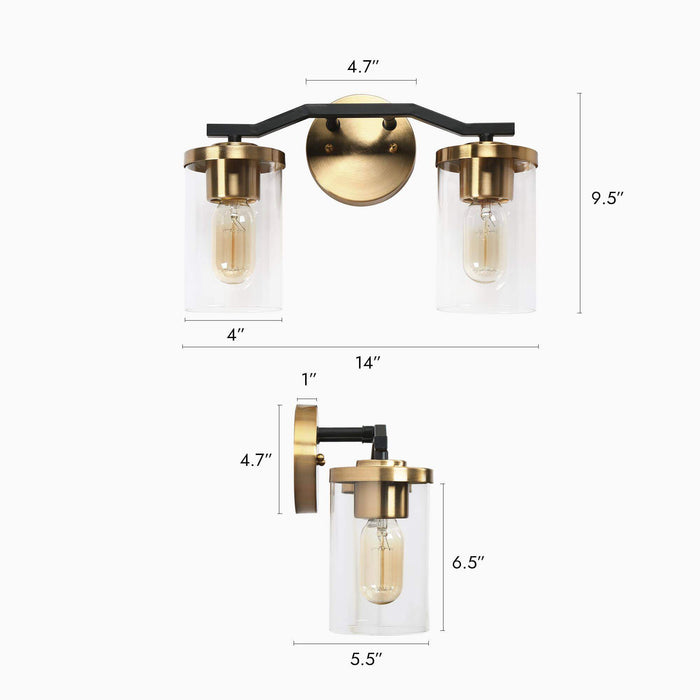 Carrony 2-Light Gold Bathroom Vanity Light