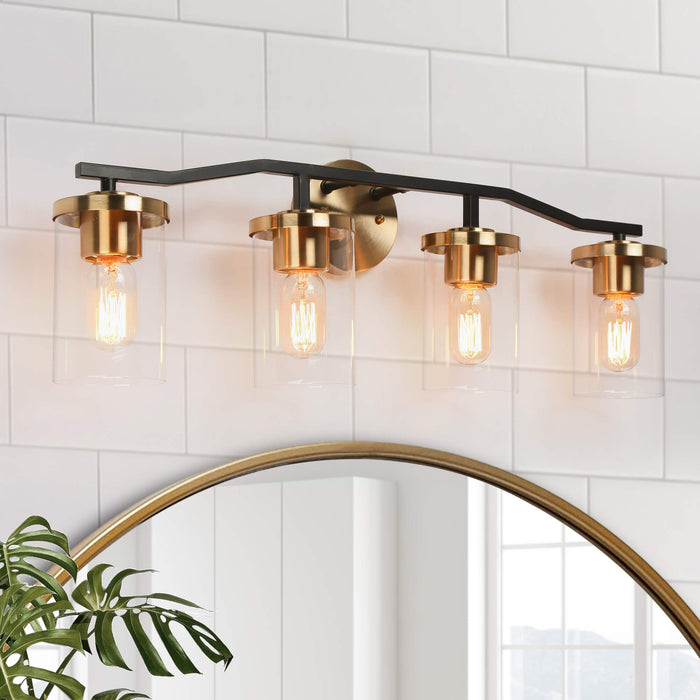 Carrony 4-Light Black and Brass Bathroom Vanity Light