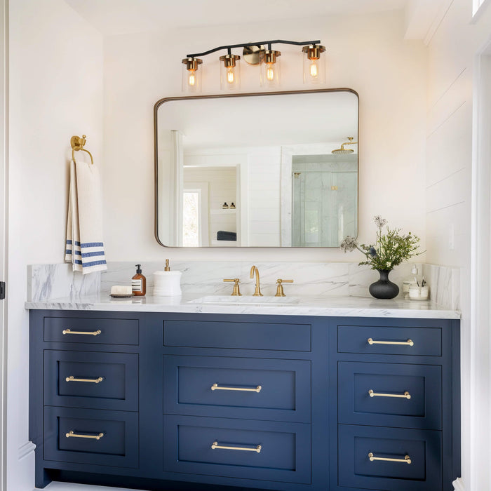 Carrony 4-Light Black and Brass Bathroom Vanity Light