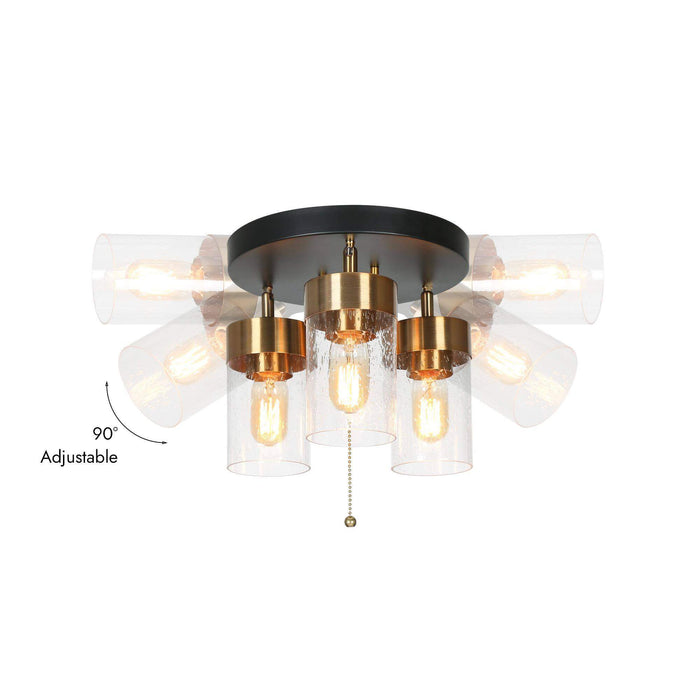Hormos 3-Light Black and Brass Semi-Flush Mount Light