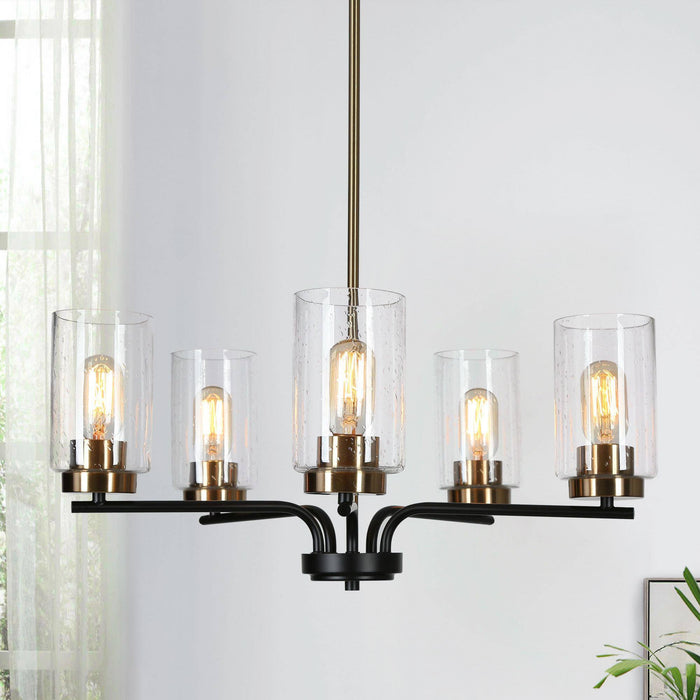 Hormos 5-Light Black and Brass Chandeliers