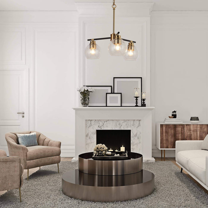Amiry 3-Light Black and Brass Chandelier