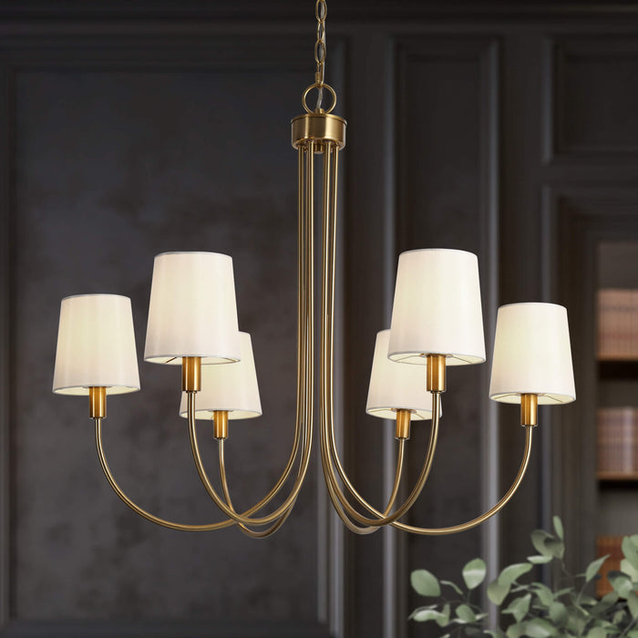 Hofphy 6-Light Brass Chandelier