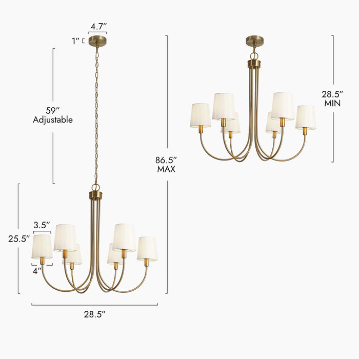 Hofphy 6-Light Brass Chandelier