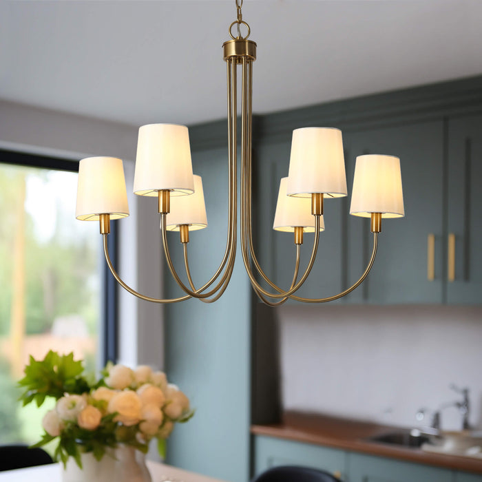 Hofphy 6-Light Brass Chandelier