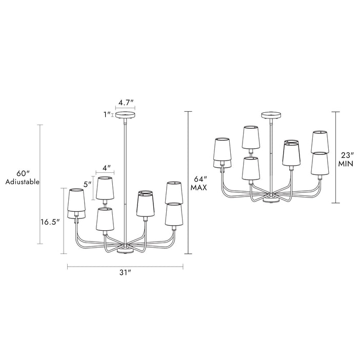 Stinkia 8-Light Brass Chandeliers