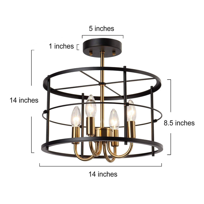 Whimra 4-Light Gold Semi-Flush Mount Light