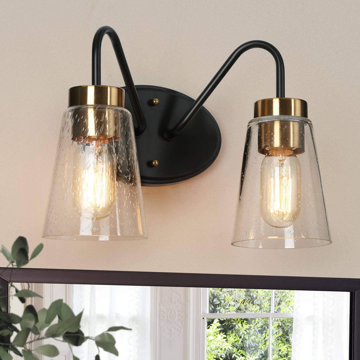 Neil 2-Light Black and Brass Bathroom Vanity Light