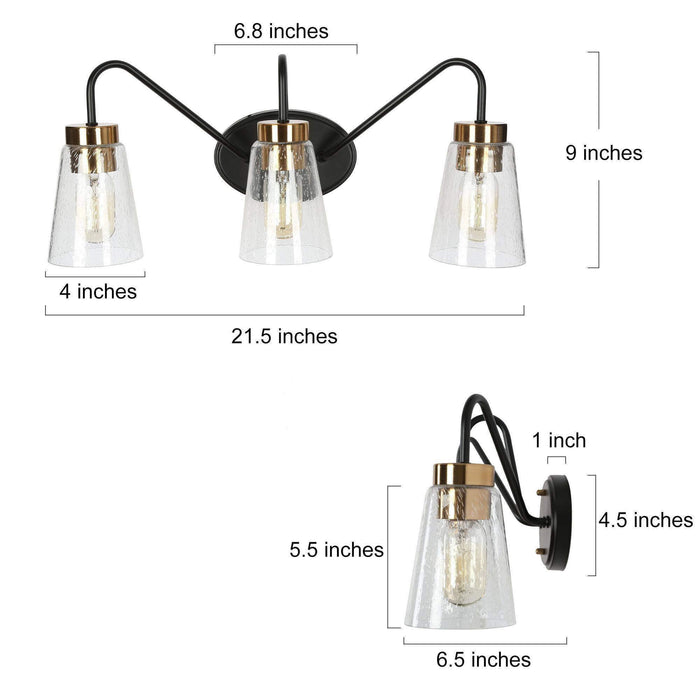 Neil 3-Light Black and Brass Bathroom Vanity Light