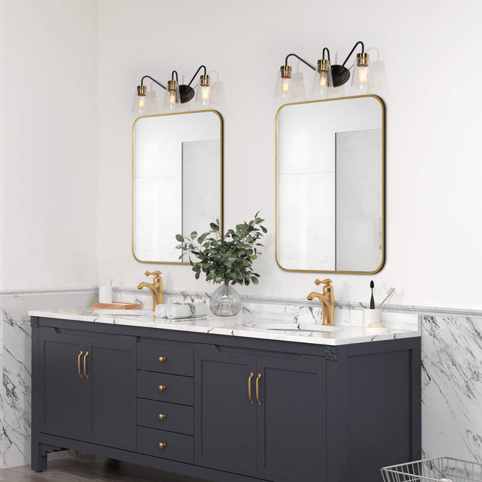 Neil 3-Light Black and Brass Bathroom Vanity Light