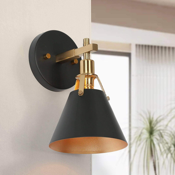 Ives 1-Light Black and Brass Wall Sconce
