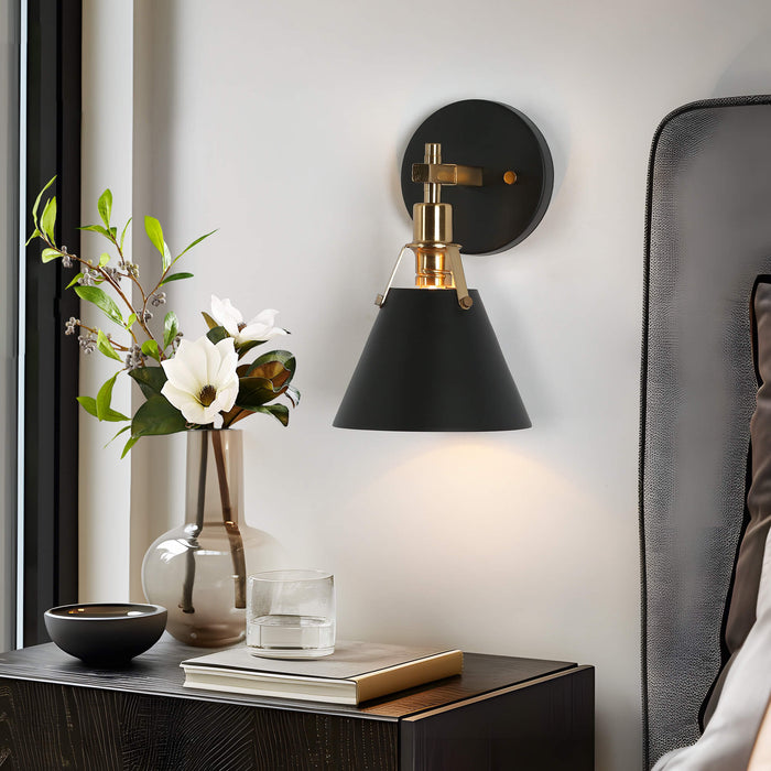Ives 1-Light Black and Brass Wall Sconce