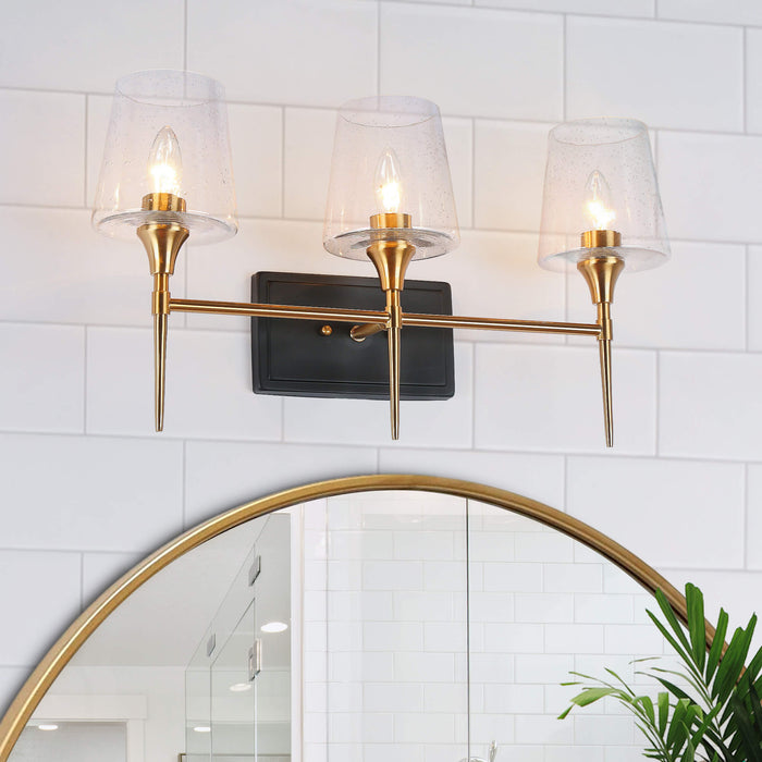 Sanant 3-Light Black and Brass Bathroom Vanity Light
