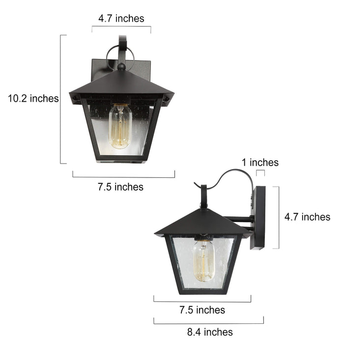 Nigara 1-Light Black Seeded Glass Outdoor Wall Light
