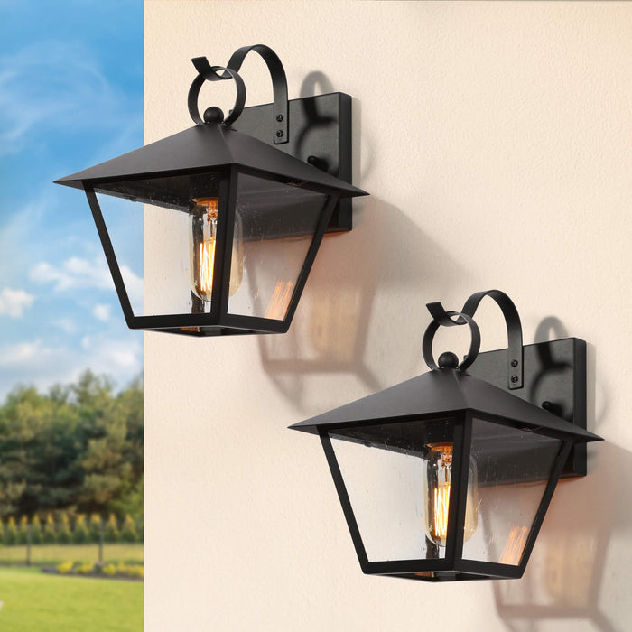 Nigara 1-Light Black Outdoor Wall Lights Set of 2