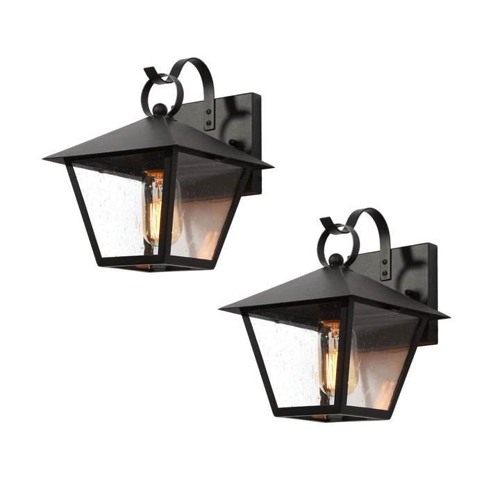 Nigara 1-Light Black Outdoor Wall Lights Set of 2