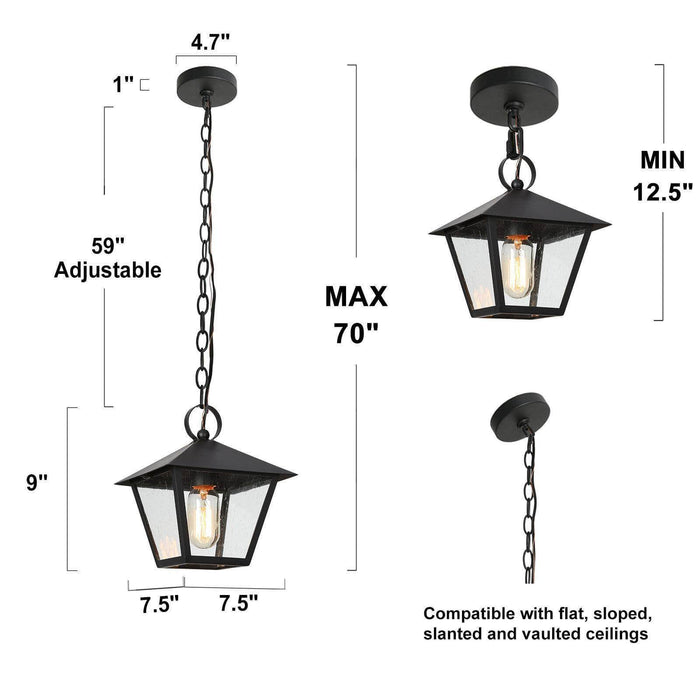 Nigara 1-Light Black Outdoor Pendant Light