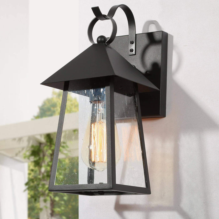 Shelia 1-Light Black Seeded Glass Outdoor Wall Light