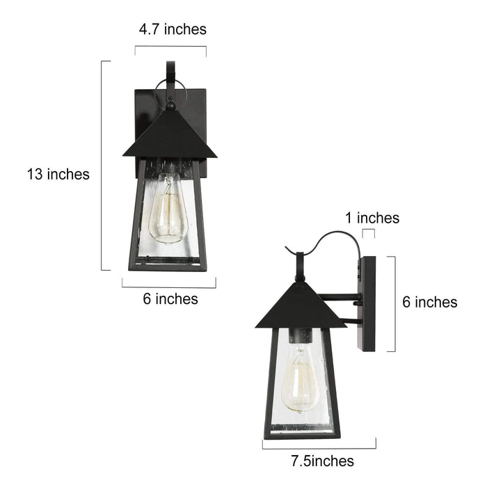 Shelia 1-Light Black Seeded Glass Outdoor Wall Light
