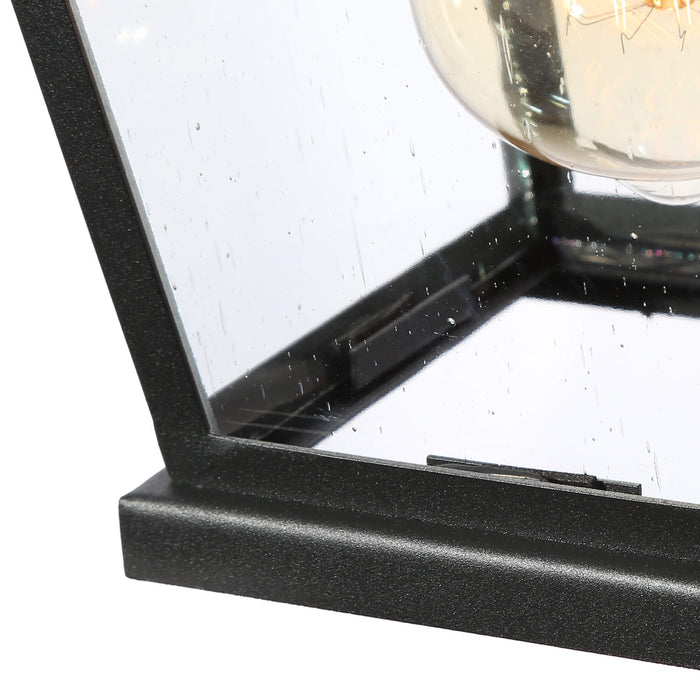 Qirvona 1-Light Black Seeded Glass Outdoor Wall Light