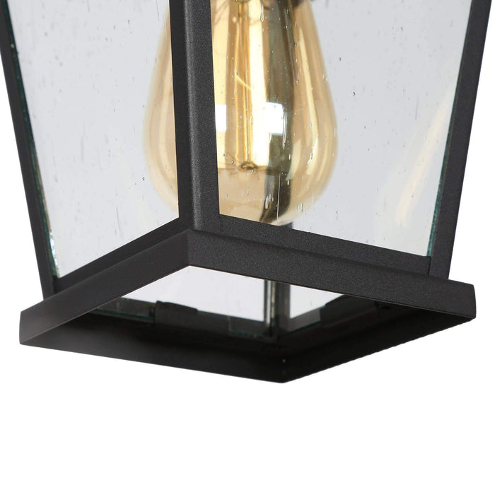 Qirvona 1-Light Black Seeded Glass Outdoor Pendant Light
