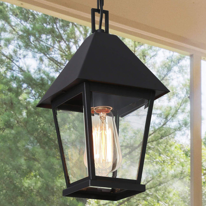 Qirvona 1-Light Black Outdoor Pendant Light