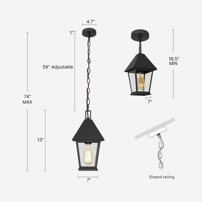 Qirvona 1-Light Black Outdoor Pendant Light