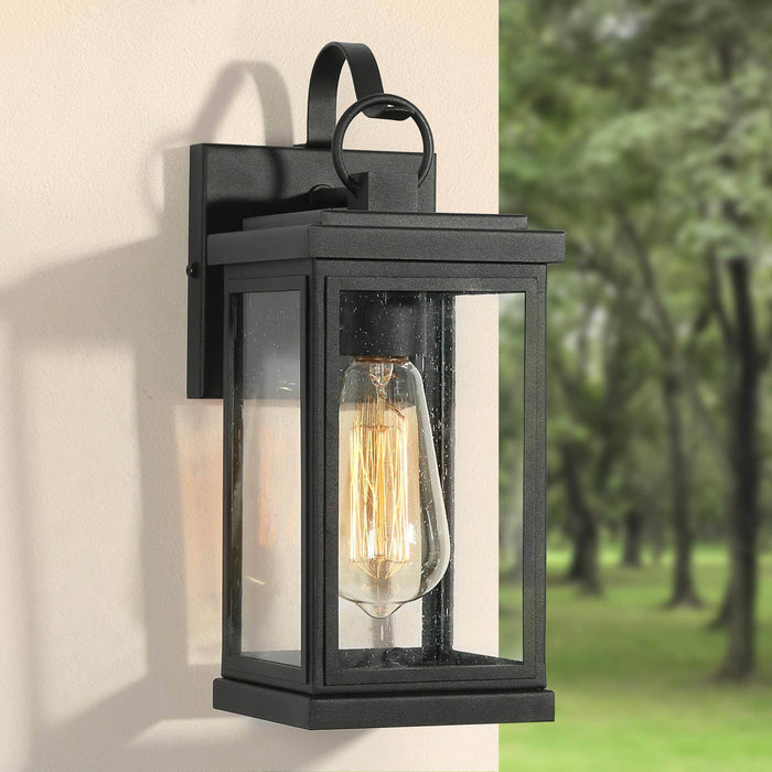 Phalina 1-Light Black Seeded Glass Outdoor Wall Lights