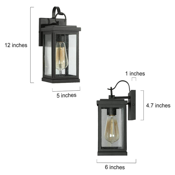 Phalina 1-Light Black Seeded Glass Outdoor Wall Lights