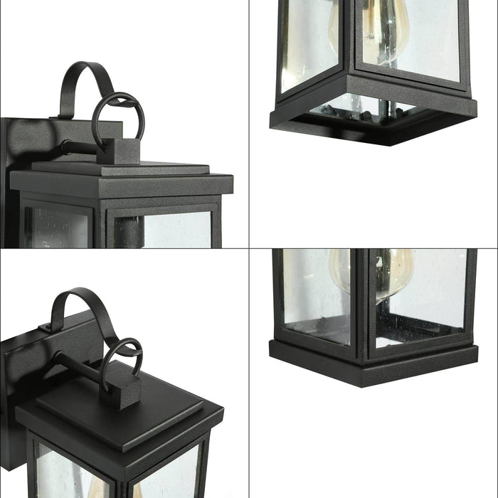 Phalina 1-Light Black Seeded Glass Outdoor Wall Lights