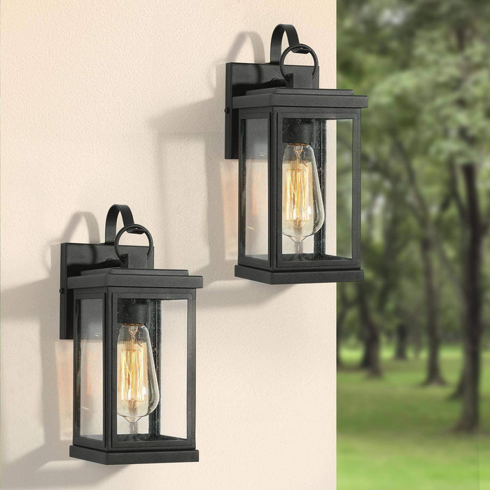 Phalina 1-Light Black Outdoor Wall Lights Set of 2