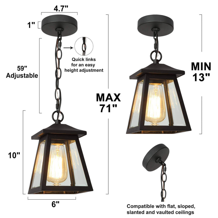Azoria 1-Light Black Outdoor Pendant Light