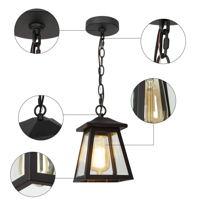 Azoria 1-Light Black Outdoor Pendant Light