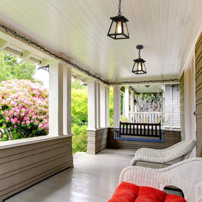 Azoria 1-Light Black Outdoor Pendant Light